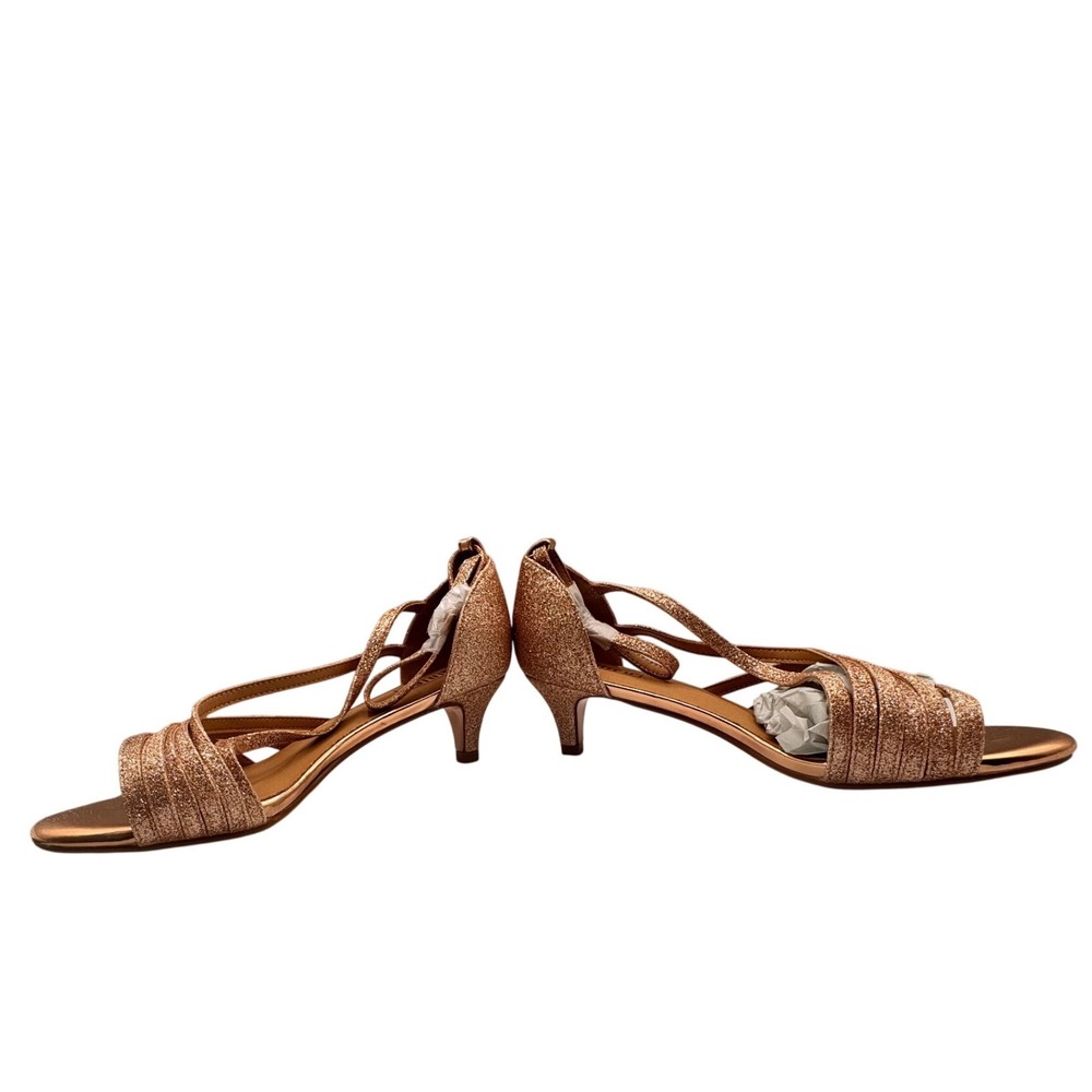 IDIFU Rose‎ Gold Glitter Kitten Heel Sandals Strappy Evening Wedding Shoes